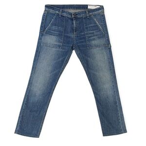 Rag & Bone Dre Carpenter Jeans Cropped Straight Leg Mid Rise Blue Denim 28